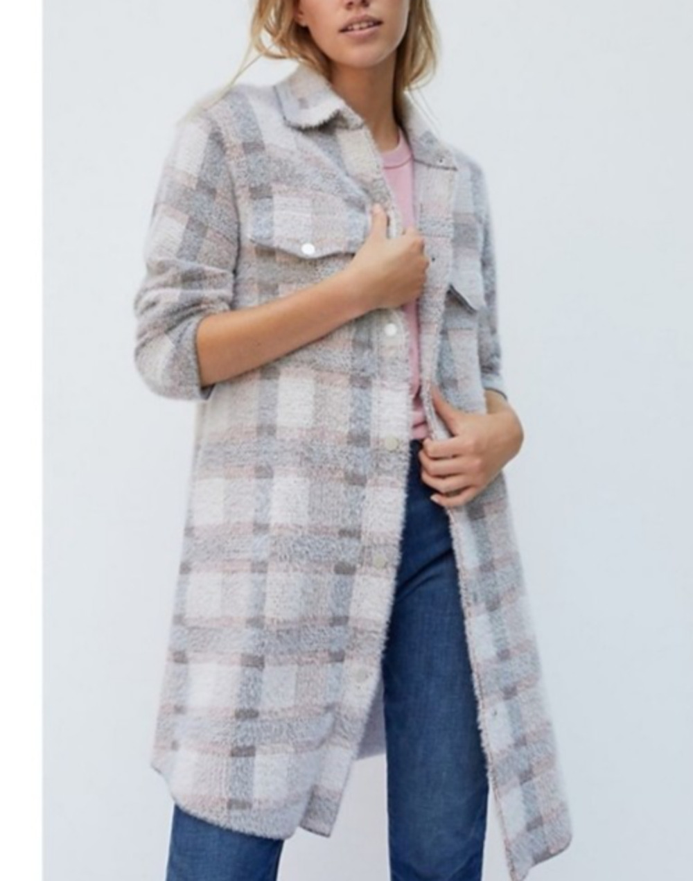 Anthropologie Pilcro Eliza Eyelash Plaid Sweater Jacket Size XL Soft Preppy